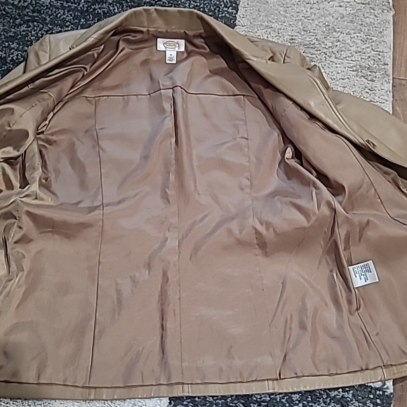 Talbots Camel / Light Tan Brown Jacket - Real Leather - Size 12 - Picture 2 of 7
